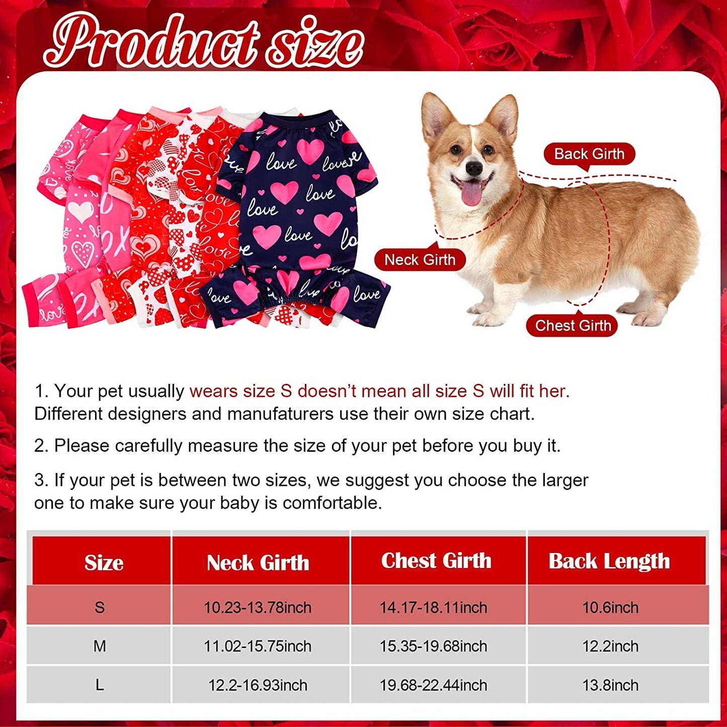 6 Pack Valentines Dog Pajamas Heart Pattern Dog Clothes Dog Costumes for Small Medium Large Puppy Dog Cat Valentines Party Cosplay (Small) Animals & Pet Supplies > Pet Supplies > Dog Supplies > Dog Apparel Sanwuta   