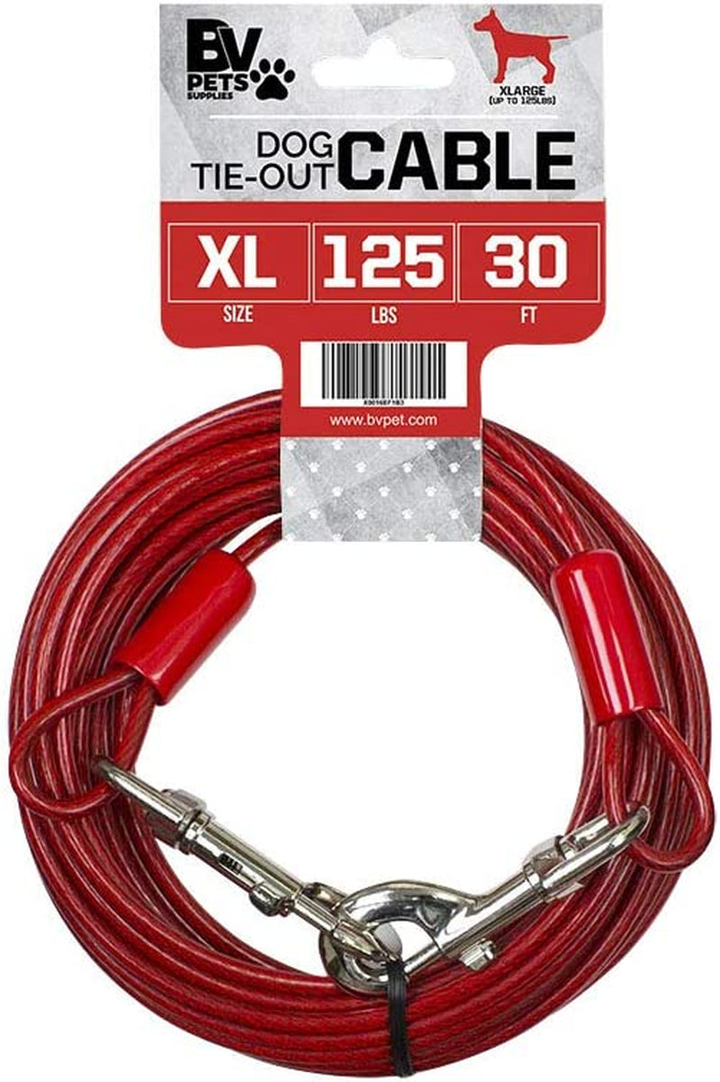 BV Pet Tie Out Cable for Dogs up to 125 Pounds, 30 Feet (Red/ 125Lbs/ 30Ft) Animals & Pet Supplies > Pet Supplies > Dog Supplies > Dog Apparel BV 125lbs/ 30ft/ Red  