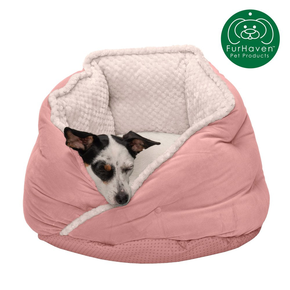 Furhaven Pet Products Minky Faux Fur & Velvet Hug Bed for Dogs & Cats Animals & Pet Supplies > Pet Supplies > Cat Supplies > Cat Beds FurHaven Pet S Soft Pink 