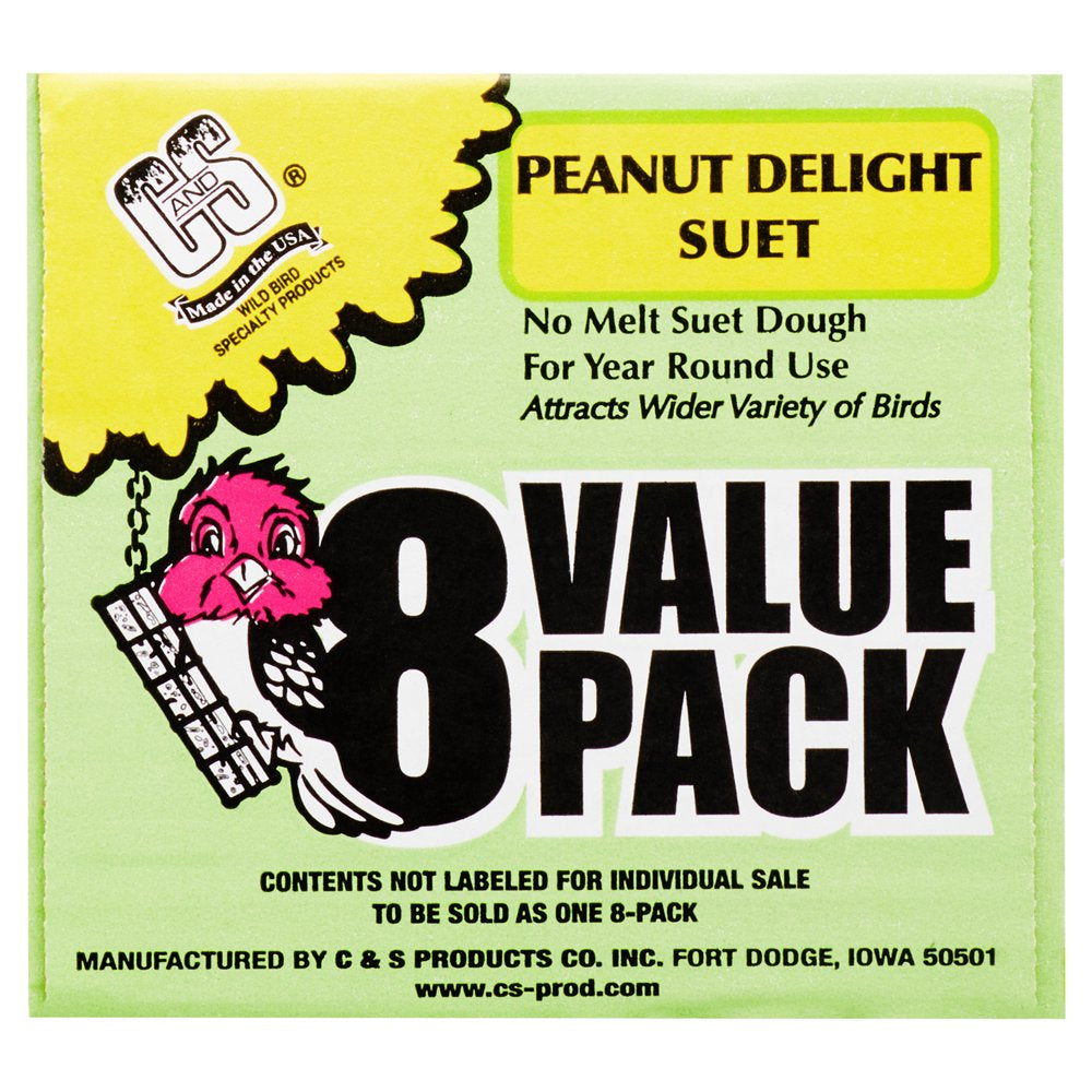 C&S Peanut Delight Value Pack, 8 Suet Cakes, Wild Bird Food