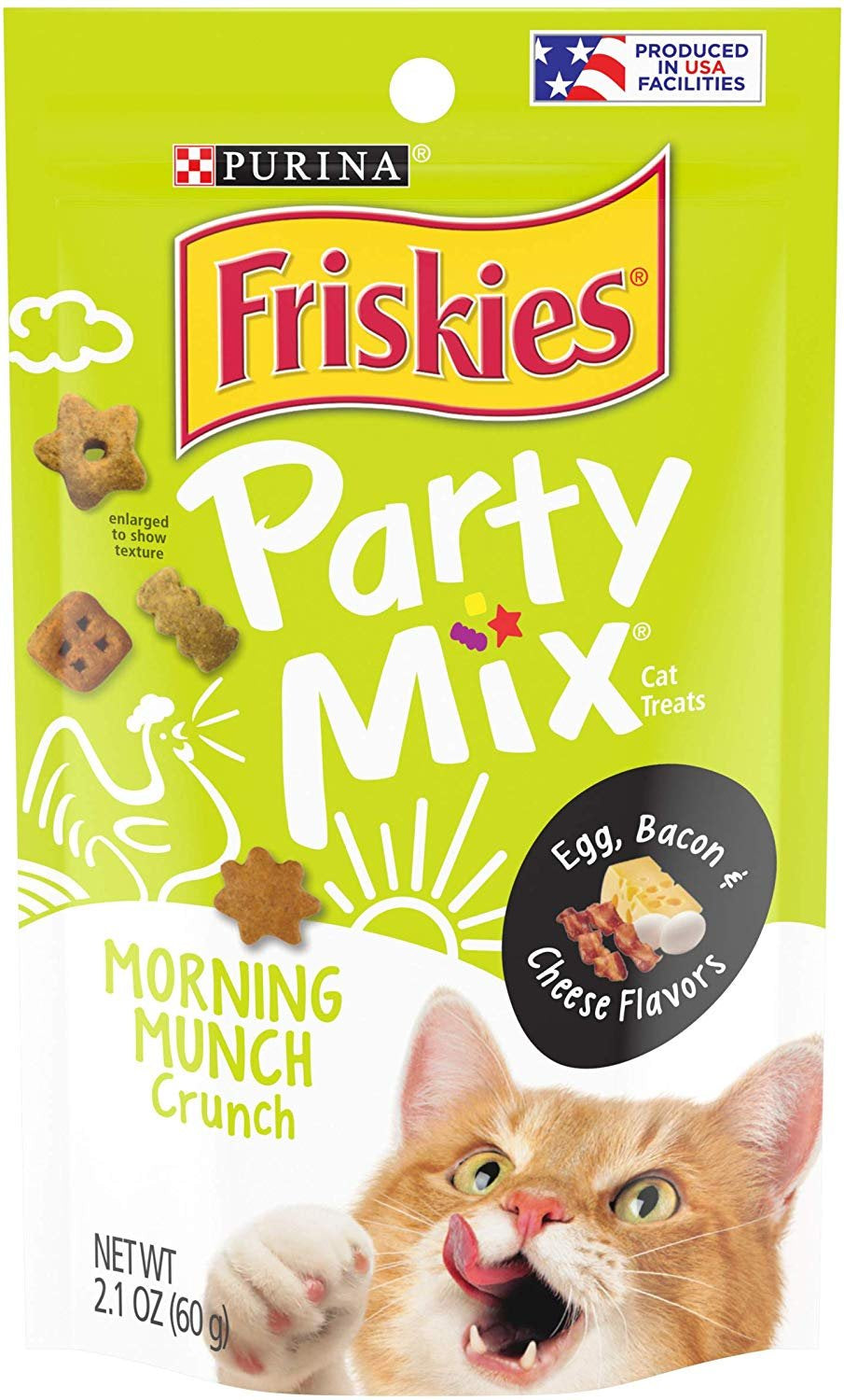 Purina Friskies Made in USA Facilities Cat Treats, Party Mix Crunch Morning Munch - 10 2.1 Oz. Pouches