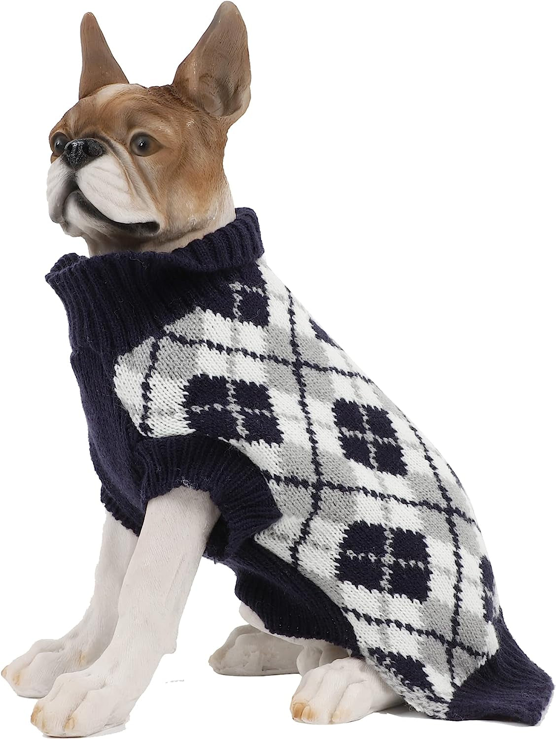 HAPEE Christmas Dog Sweaters for Small Dogs, Argyle Winter Xmas Pet Clothes Animals & Pet Supplies > Pet Supplies > Dog Supplies > Dog Apparel MPT.Co.Ltd A01-Navy L (Back Length 15") 