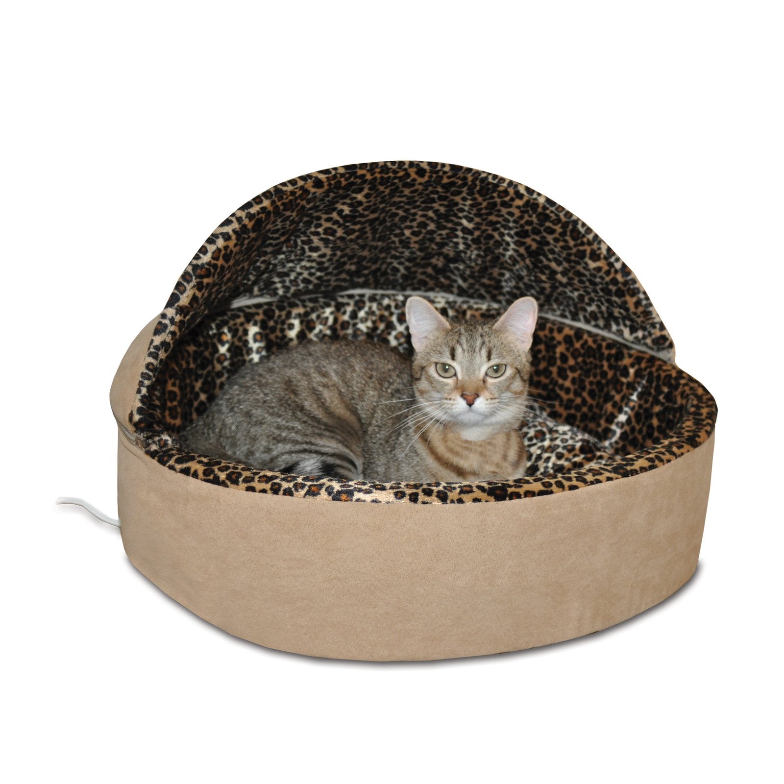 K&H Thermo Kitty Pet Cat Bed, Tan/Leopard