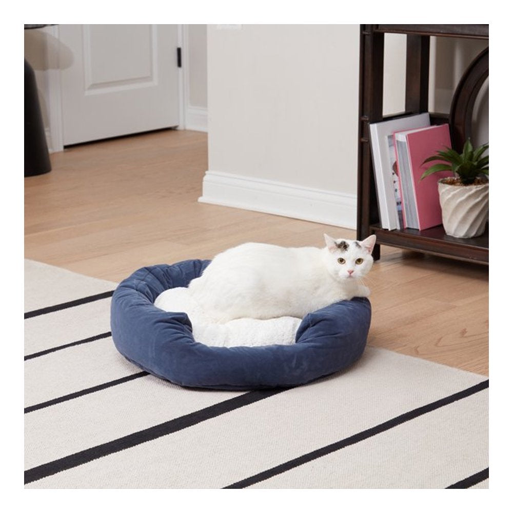 Donut Cat Bed, Denim, 24.00 X 24.00 X 8.00 Inches Animals & Pet Supplies > Pet Supplies > Cat Supplies > Cat Beds WIITULLY   