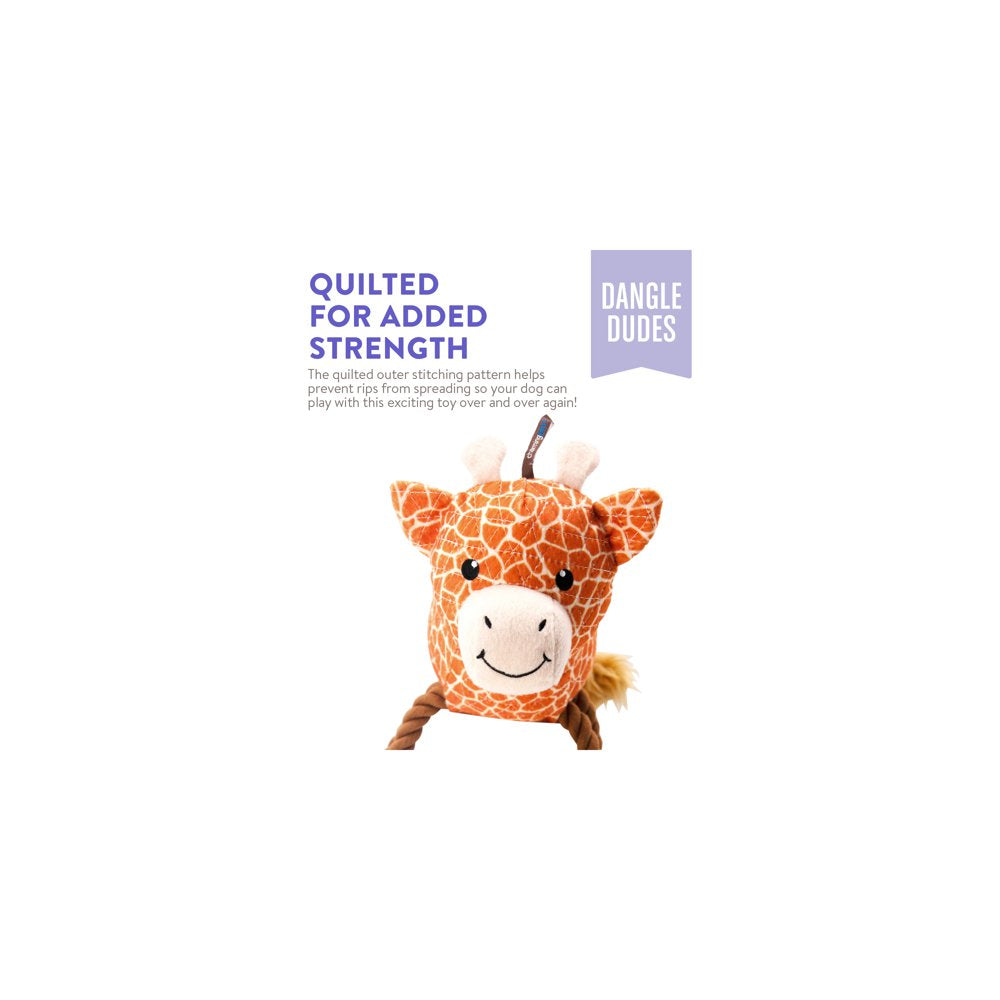 Outward Hound Dangle Dudes Giraffe Plush Dog Toy, Tan, Medium