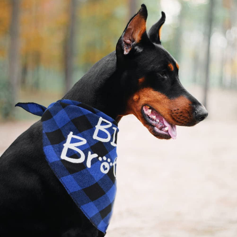 Big Brother Dog Bandanas Plaid Pregnancy Dog Bandana Reversible Triangle Bibs Pet Scarf Accessories Animals & Pet Supplies > Pet Supplies > Dog Supplies > Dog Apparel Busypaws   