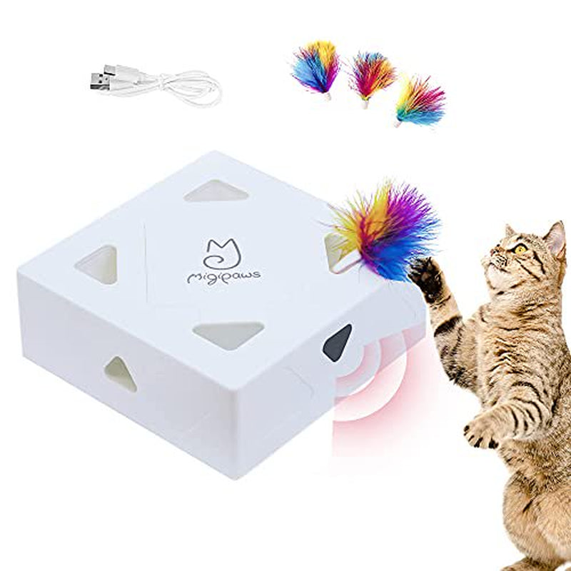 Migipaws Cat Toys, Interactive Kitten Toy for Indoor Cats, Automatic Cat Feather Mice Toys, Pets Smart Electric Peekaboo Teaser, USB Rechargeable, 4Pcs Upgrade Durable Feather Refills Animals & Pet Supplies > Pet Supplies > Cat Supplies > Cat Toys Nanjing DiMeng technology Co., Ltd.   