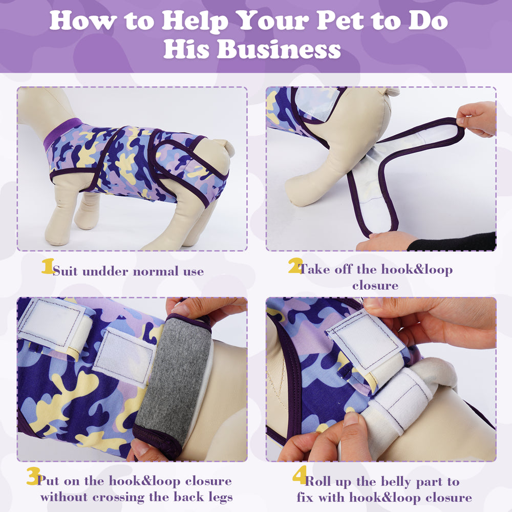 ROZKITCH Dog Onesie Surgical Recovery Suit, Camouflage Breathable Abdominal Wounds Bandages Cone E-Collar Alternative, Anti-Licking Pet Surgery Recovery Suit Animals & Pet Supplies > Pet Supplies > Dog Supplies > Dog Apparel ROZKITCH   