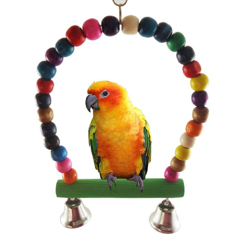 TONKBEEY 10Pcs Wooden Parrot Ladders Hammock Bird Cage Swing Perch Stand Hanging Chew Ball Bell Puzzle Toys Animals & Pet Supplies > Pet Supplies > Bird Supplies > Bird Ladders & Perches TONKBEEY   