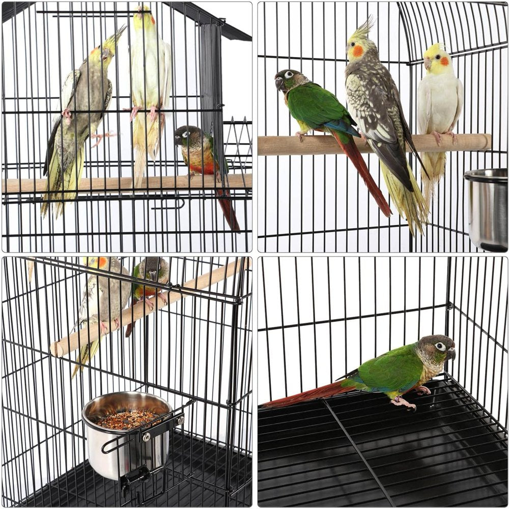 Jingkaiw 55-Inch Rolling Standing Triple Roof Top Medium Parrot Cage for Mid-Sized Parrots Cockatiels Sun Parakeets Green Cheek Conures Caique Pet Bird Cage with Detachable Stand Animals & Pet Supplies > Pet Supplies > Bird Supplies > Bird Cages & Stands jingkaiw   