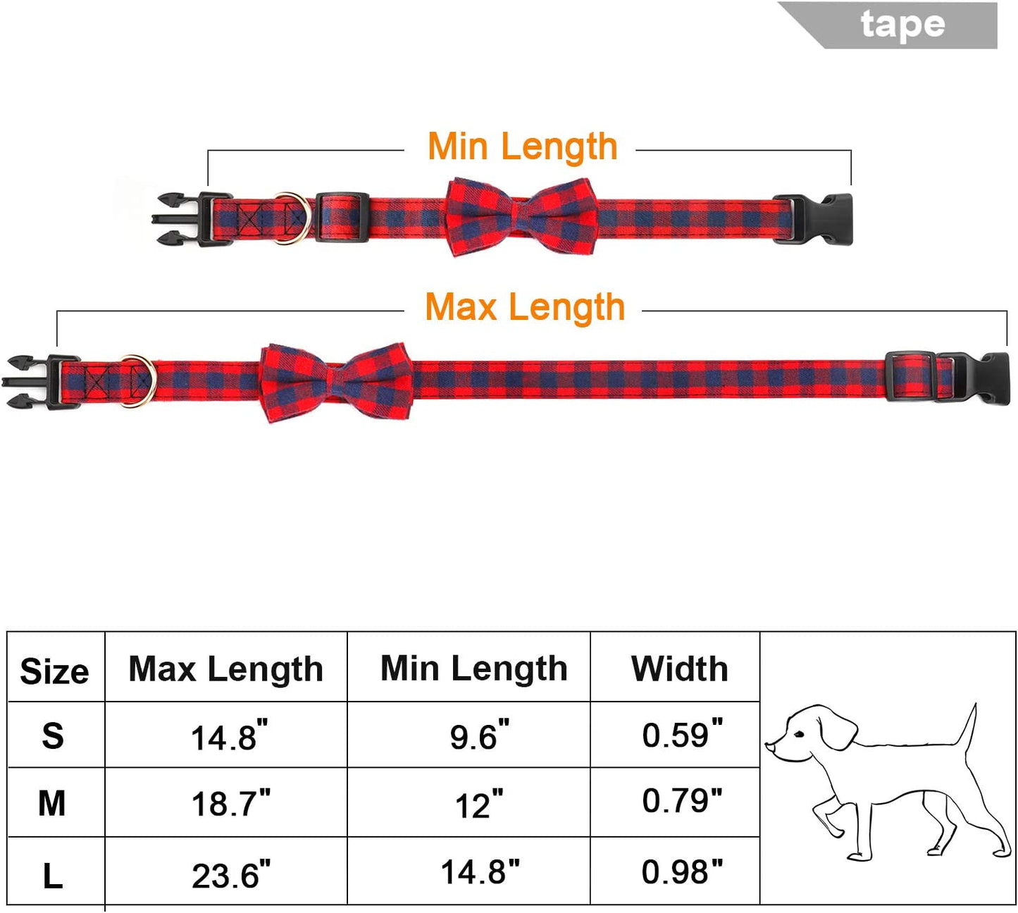 Dog Bow Tie Collar, Funow Plaid Bow Tie Dog Collar Unique Buckle Soft Comfortable, Adjustable Comfy Bowtie for Small Medium Large Dogs Cats Pets Durable Cotton Best Gift Cute Bowtie Detachable S Red Animals & Pet Supplies > Pet Supplies > Dog Supplies > Dog Apparel Funow   