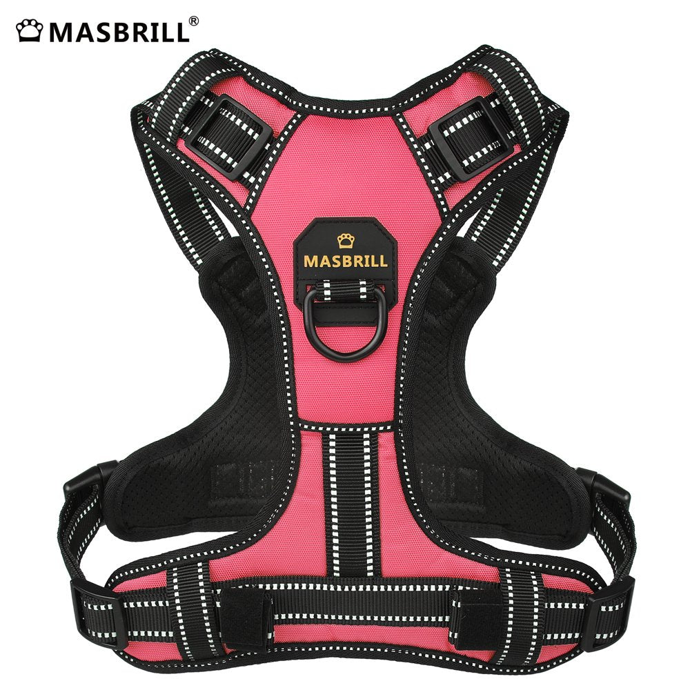MASBRILL Reflective Dog Harness No Pull Dog Vest Harness with Handle, Breathable Padded Dog Chest Harness Adjustable for Small Dog-Red M