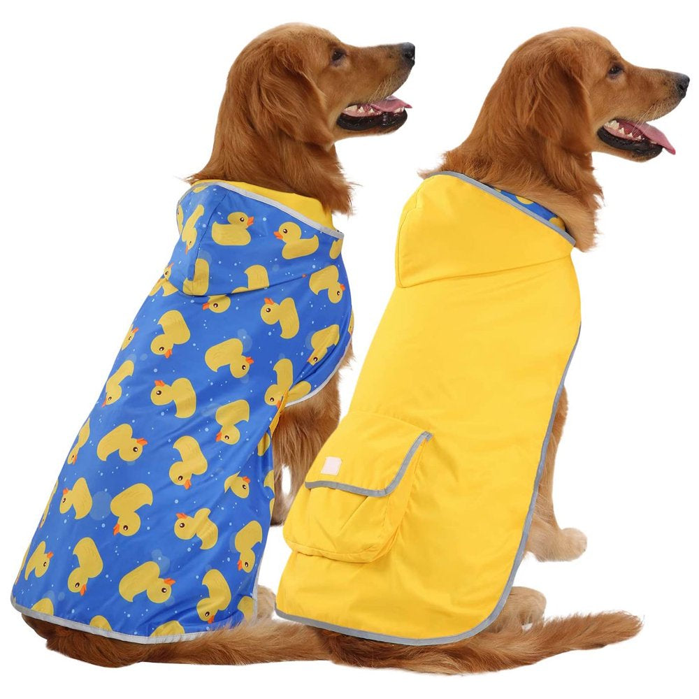 HDE Reversible Dog Raincoat Hooded Slicker Poncho Rain Coat Jacket for Small Medium Large Dogs Dinosaurs - XXL Animals & Pet Supplies > Pet Supplies > Dog Supplies > Dog Apparel HDE XXX-Large Ducks / Yellow 