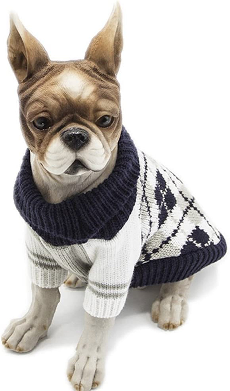 BOBIBI Dog Sweater of the Diamond Plaid Pet Cat Winter Knitwear Warm Clothes,Navy,Xs Animals & Pet Supplies > Pet Supplies > Dog Supplies > Dog Apparel BOBIBI   