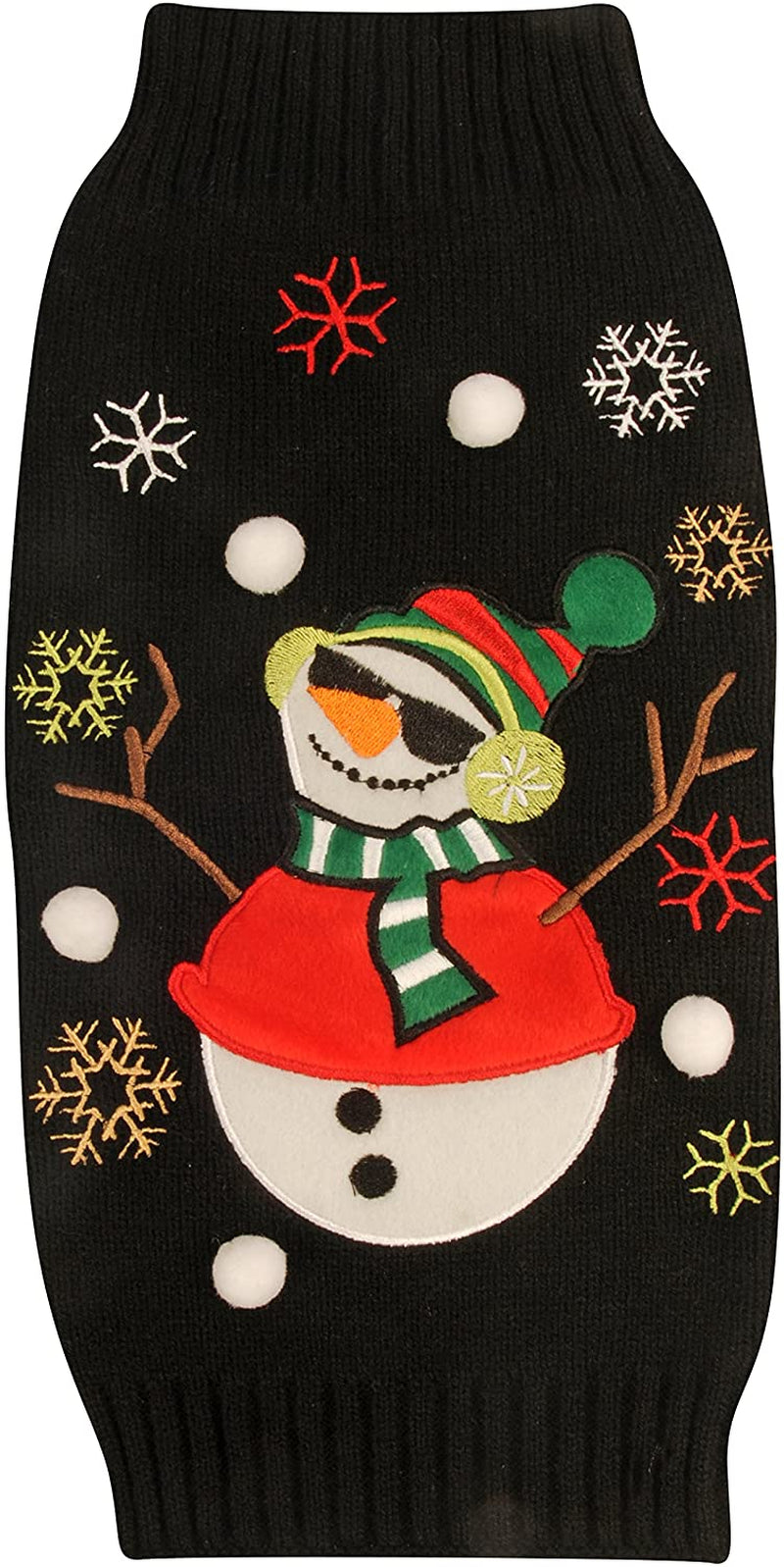 New York Dog Ugly Holiday Sweater for Pets, Black Snowman, Large Animals & Pet Supplies > Pet Supplies > Dog Supplies > Dog Apparel New York Dog Snowman Small 