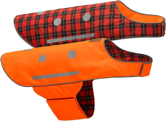 SPOT the DOG! Reflective Vest Safety Apparel for All Dogs - Easy Fastening Closure, Reversible High Visibility Fluorescent Orange/Red Plaid, X-Small Animals & Pet Supplies > Pet Supplies > Dog Supplies > Dog Apparel Spot the Dog, LLC Large  