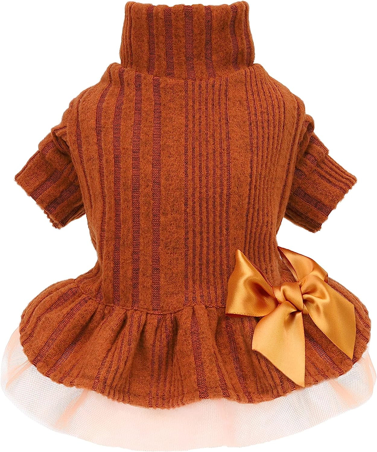 Fitwarm Knitted Dog Tulle Sweater Dress, Dog Winter Clothes for Small Dogs Girl, Cat Apparel, Pink, Small Animals & Pet Supplies > Pet Supplies > Dog Supplies > Dog Apparel Fitwarm Orange X-Small 