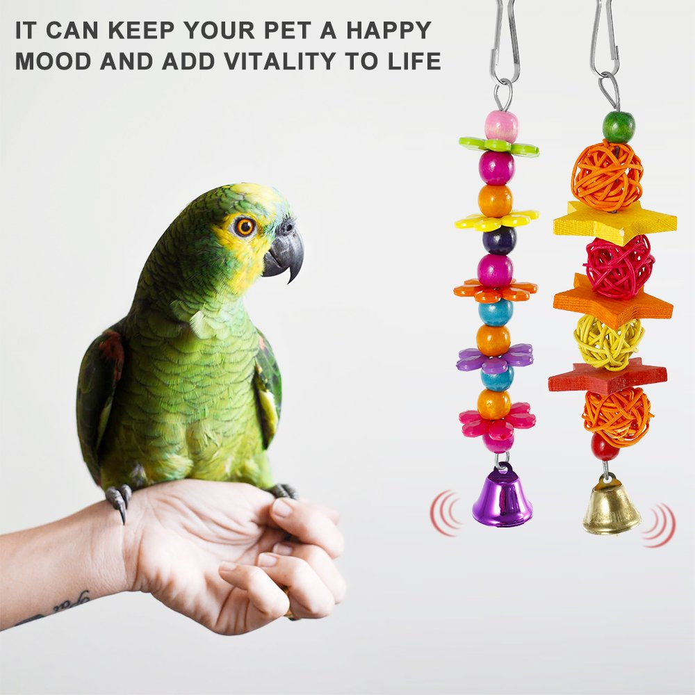 HOTBEST 7 Piece Birds Cage Swing Set, Colorful Pet Bird Cage Hammock Swing Toy Parrot Chewing Swing Hanging Perch with Bell for Parakeets, Macaws, Conures, Budgies, Lovebirds, Mynah, Finches Animals & Pet Supplies > Pet Supplies > Bird Supplies > Bird Toys HOTBEST   