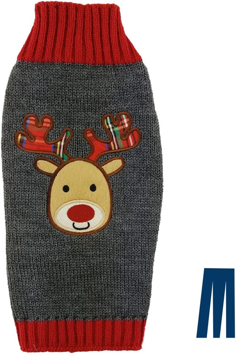 Mikayoo Pet Sweater for Small Dog/Cat,Ugly Sweater,Color Horizontal Stripes,Christmas Holiday Xmas, Elk Series, Reindeer Series,With Lights and Snowball(M) Animals & Pet Supplies > Pet Supplies > Dog Supplies > Dog Apparel ym Gray XL 