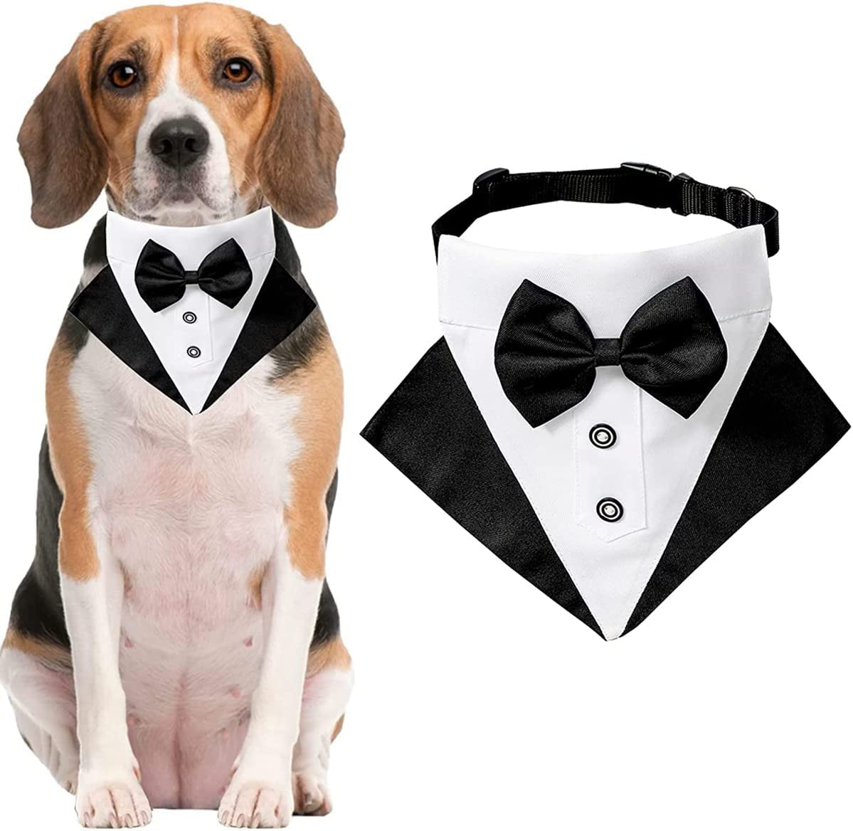 Formal Dog Tuxedo Wedding Bandana Costume Puppy Collar with Bow Tie Pet Graduation Dress-Up Adjustable Neckerchief for Small Medium Large Dogs Cats (Small) Animals & Pet Supplies > Pet Supplies > Dog Supplies > Dog Apparel Tealots Large  