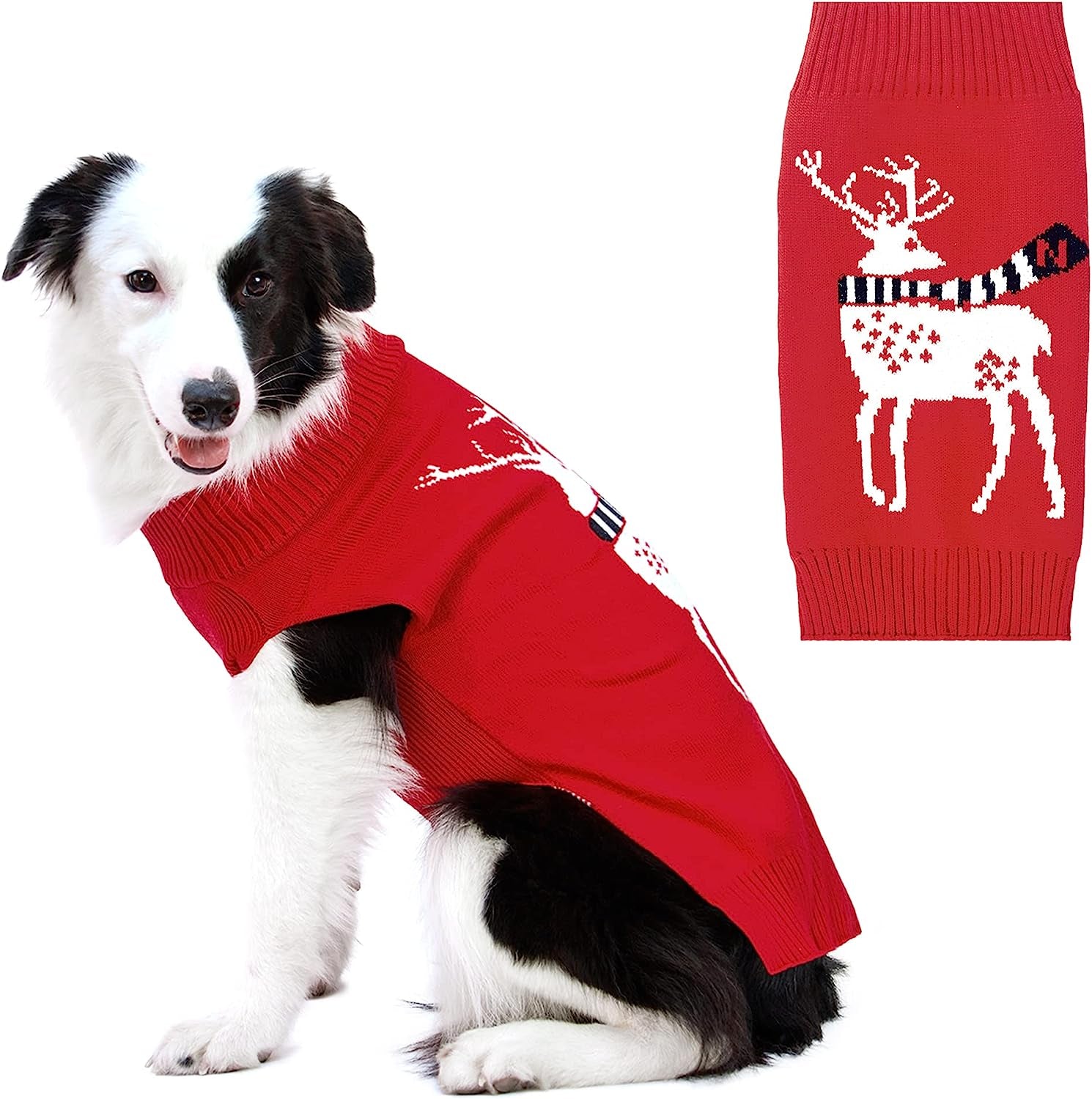 NACOCO Holiday Xmas Reindeer Sweaters Dog Sweaters New Year Christmas Sweater Pet Clothes for Small Dog and Cat (Red, Xx-Small) Animals & Pet Supplies > Pet Supplies > Dog Supplies > Dog Apparel Nacoco 6-Red Reindeer 2X-Large (Pack of 1) 