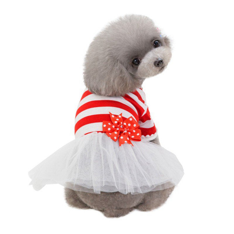 Small Dog Dress 2 Packs - Cute Tutu Princess Dress for Girl Dogs, Puppy Shirts Vest Pet Apparel for Small Dogs and Cats in Wedding Holiday Spring Summer, Strip, S Animals & Pet Supplies > Pet Supplies > Cat Supplies > Cat Apparel JANDEL   