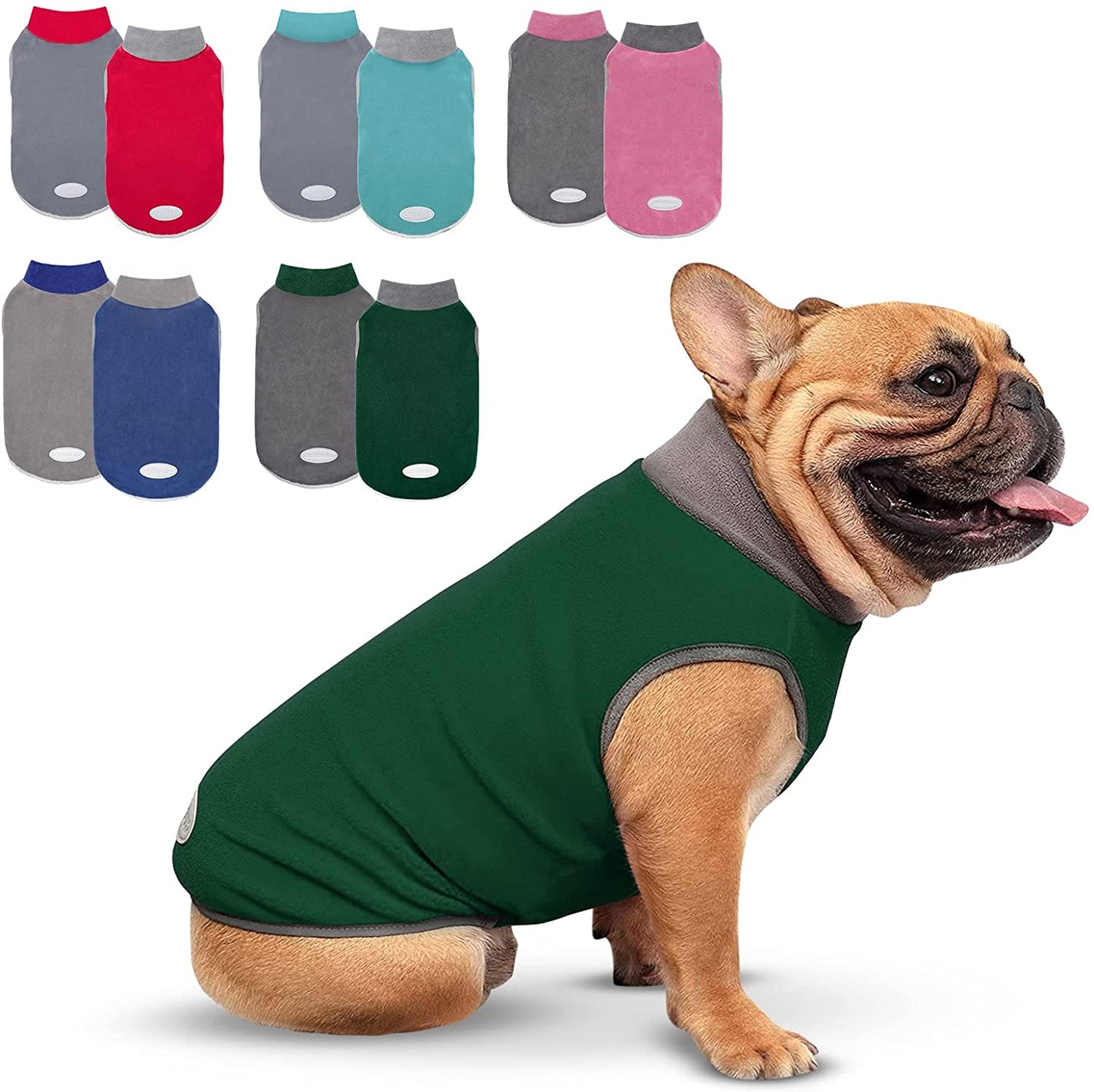 Cyeollo 2 Pack Small Dog Fleece Sweater Stretchy Pullover Sweatshirt Boy Dog Sweatshirt with Reflective Stripe Pet Blue Dog Clothes Dog Sweaters Turquoise & Grey Animals & Pet Supplies > Pet Supplies > Dog Supplies > Dog Apparel cyeollo Green & Grey Small 