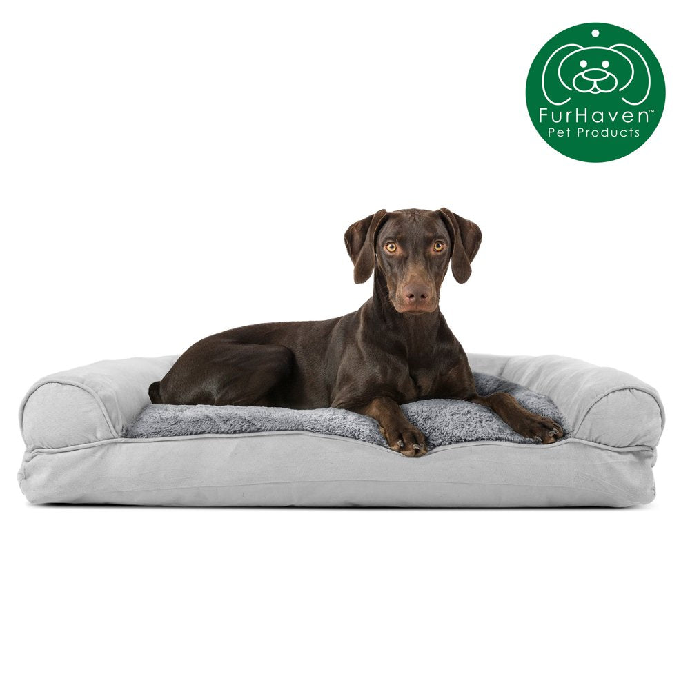 Furhaven Pet Products | Plush & Suede Pillow Sofa Pet Bed for Dogs & Cats, Espresso, Large Animals & Pet Supplies > Pet Supplies > Cat Supplies > Cat Beds FurHaven Pet L Gray 