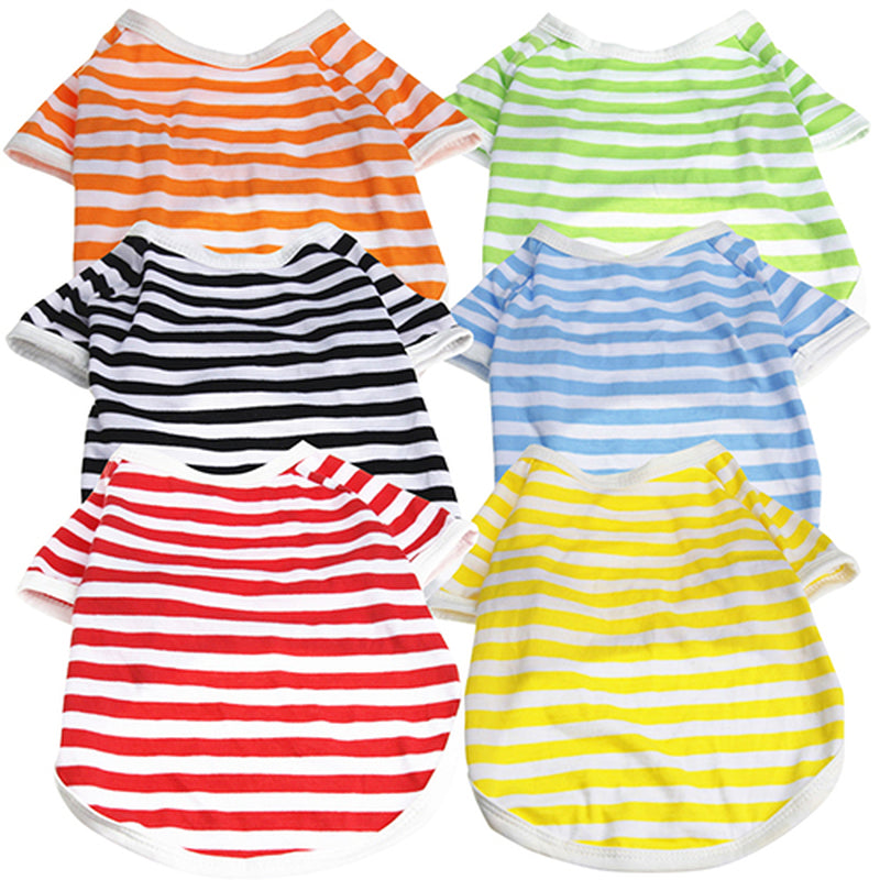 SPRING PARK Summer Dog Clothes Pet Striped T-Shirt Plain Puppy Apparel for Small Dogs