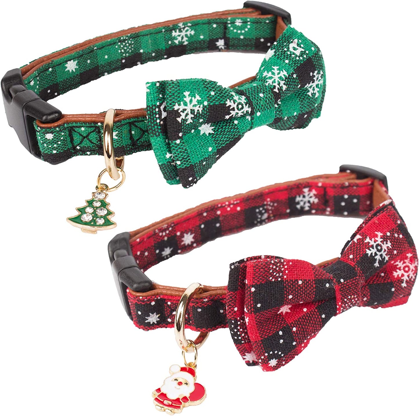 ADOGGYGO Christmas Dog Collar with Bow Tie Adjustable Bowtie Plaid Red Green Dog Pet Collars for Small Medium Large Dogs (Small, Red&Green&White) Animals & Pet Supplies > Pet Supplies > Dog Supplies > Dog Apparel ADOGGYGO   