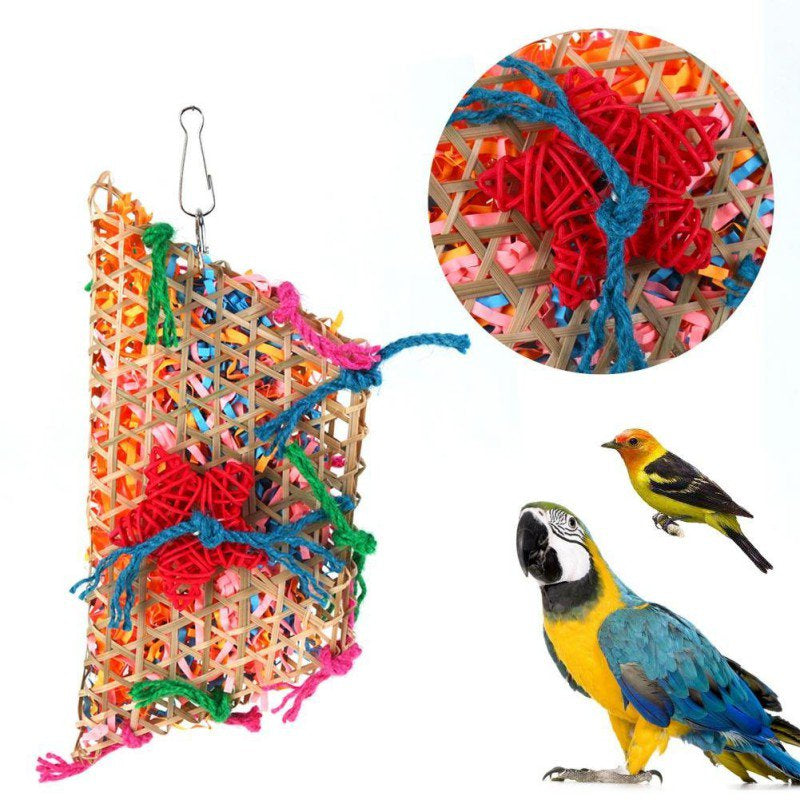 Cute Parrot Bird Chewing Toys Natural Bamboo Woven Cockatiel Bamboo Ladder Climbing Toys Bird Cage Supplies Pet Toy Product Animals & Pet Supplies > Pet Supplies > Bird Supplies > Bird Toys Ardorlove   
