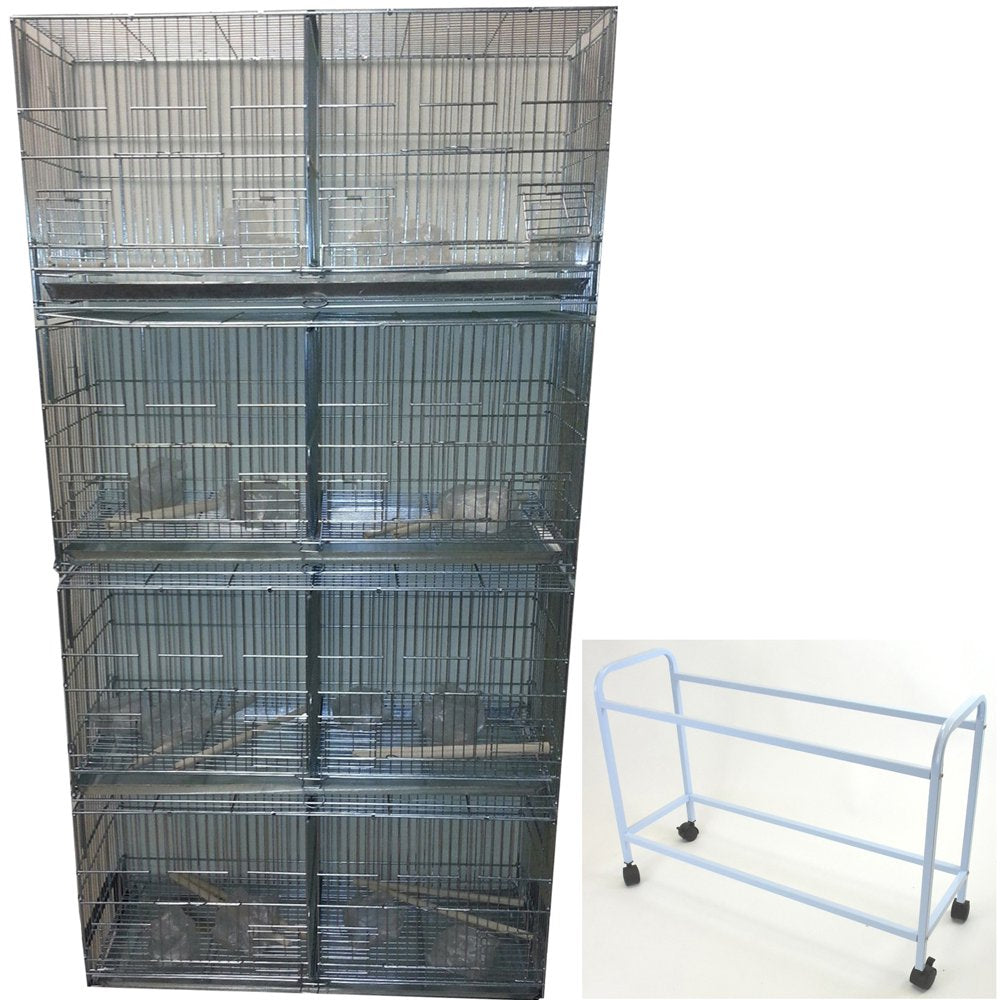 Combo-4 of Galvanized Zinc Plated Stack & Lock Double Breeding Breeder Flight Bird Cage Center Dividers Side Breeding Nest Doors with Rolling Stand Animals & Pet Supplies > Pet Supplies > Bird Supplies > Bird Cages & Stands Mcage   