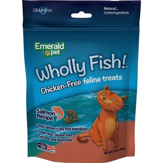 Emerald Pet Products 00640-CFS 3 Oz Wholly Fish Chicken-Free Cat Treats - Salmon&#44; Pack of 12 Animals & Pet Supplies > Pet Supplies > Cat Supplies > Cat Treats Emerald Pet Products   