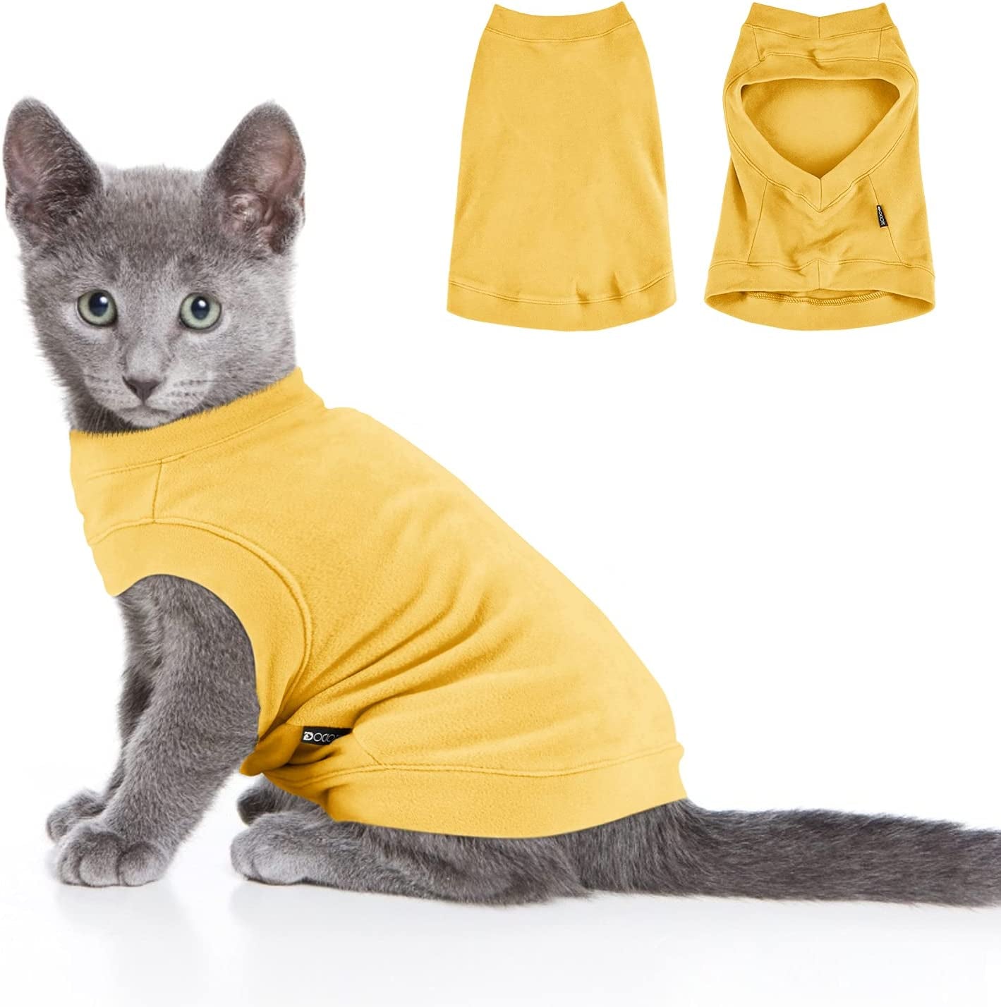 Soft Fleece Dog Sweatshirt - Warm Dog Sweaters for Small Medium Dogs Cats Cold Weather - Cat Sweater Pullover Stretchy Hoodie Easy on - Comfortable Dog Winter Clothes Pet Sweaters Vest for Doggie Animals & Pet Supplies > Pet Supplies > Dog Supplies > Dog Apparel Dociote Yellow S 