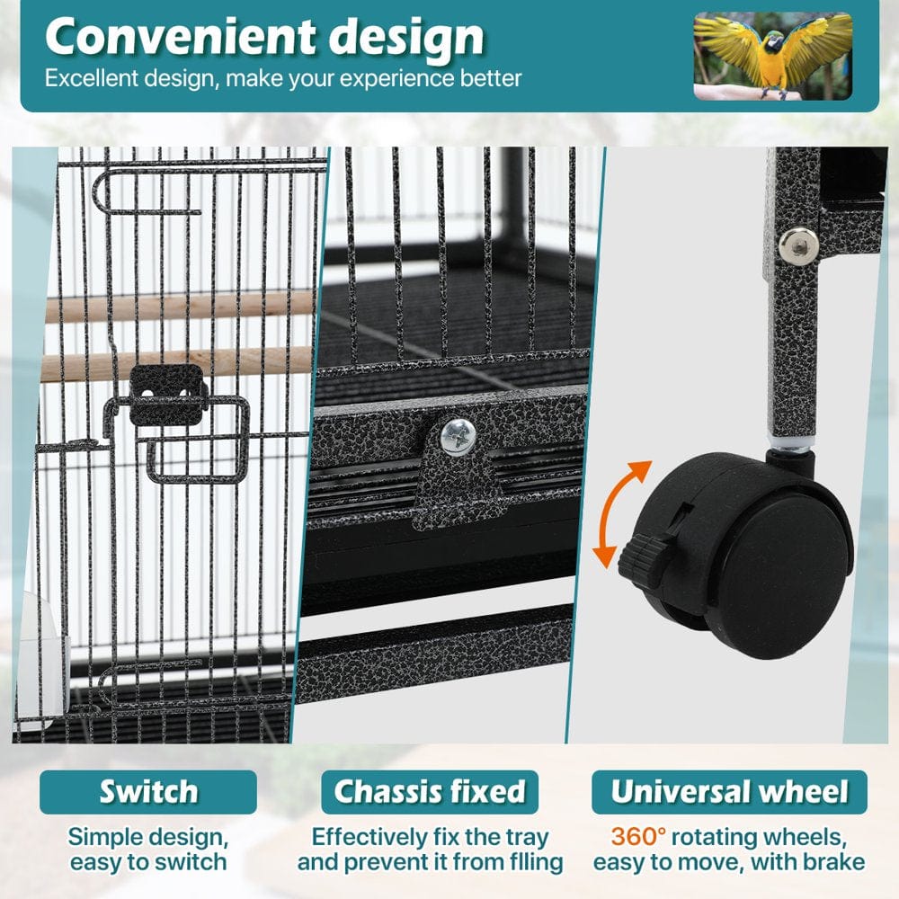 35 Inch Birdcage with Stand Parrot Cage for Large Birds Parakeet Cage Wrought Iron Jaulas Para Pajaros with Play Open Top, Bottom Tray, 2 Feeders for Parakeets, Canary, Cockatiel Animals & Pet Supplies > Pet Supplies > Bird Supplies > Bird Cages & Stands Dkelincs   