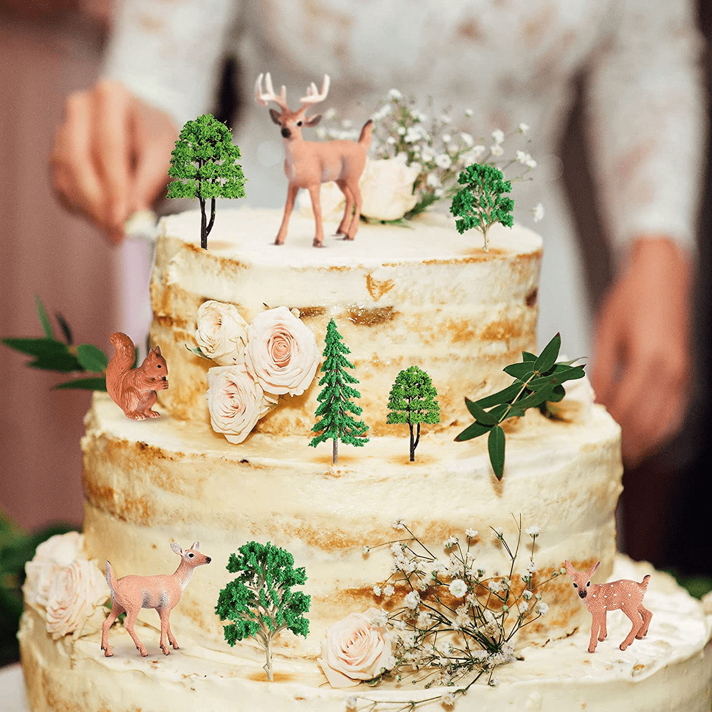 35 Pieces Woodland Animals Figures Model Trees Kit, 5 Pieces Forest Animal Toys and 30 Pieces 1.18-6.30 Inch Mixed Miniature Trees, Miniature Toys Cake Toppers for Toddlers Kids Christmas Birthday Animals & Pet Supplies > Pet Supplies > Small Animal Supplies > Small Animal Habitat Accessories Skylety   