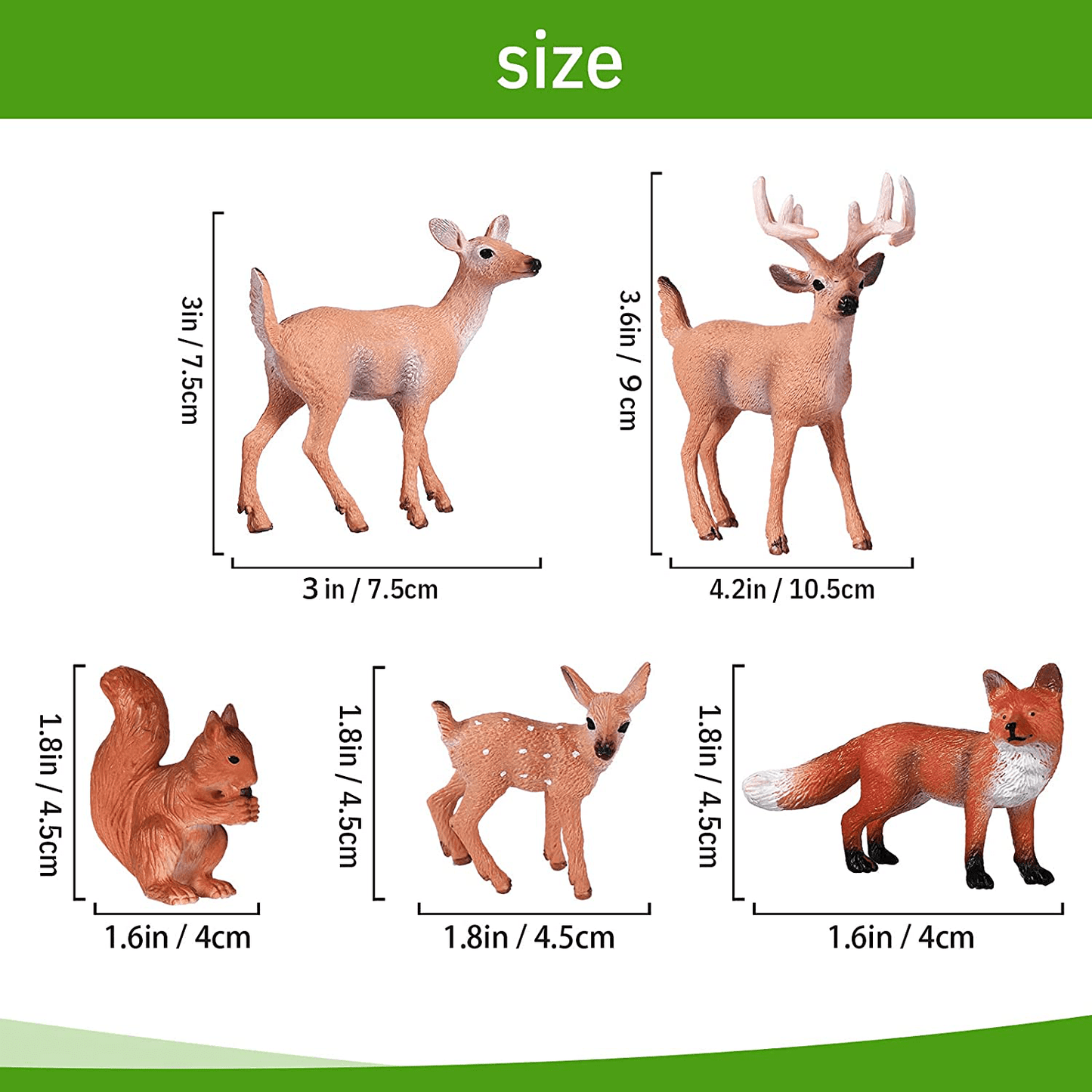 35 Pieces Woodland Animals Figures Model Trees Kit, 5 Pieces Forest Animal Toys and 30 Pieces 1.18-6.30 Inch Mixed Miniature Trees, Miniature Toys Cake Toppers for Toddlers Kids Christmas Birthday Animals & Pet Supplies > Pet Supplies > Small Animal Supplies > Small Animal Habitat Accessories Skylety   