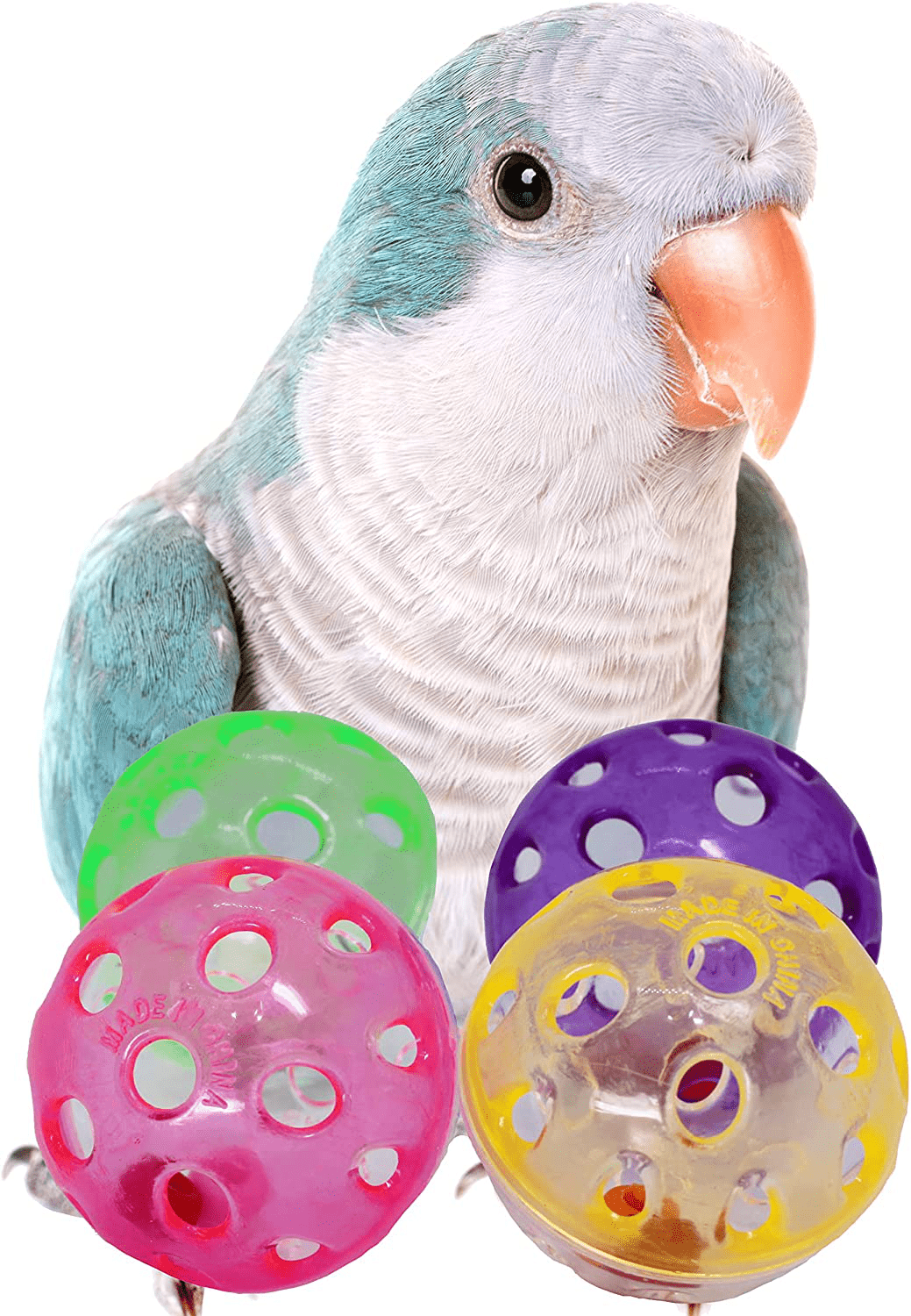 35036 Pk4 Jingle Balls Bonka Bird Toys Colorful Plastic Durable Parrot, Parrotlet, Budgie, Quaker, Cockatiel, Parakeet, Cat, Kitten, and Similer.