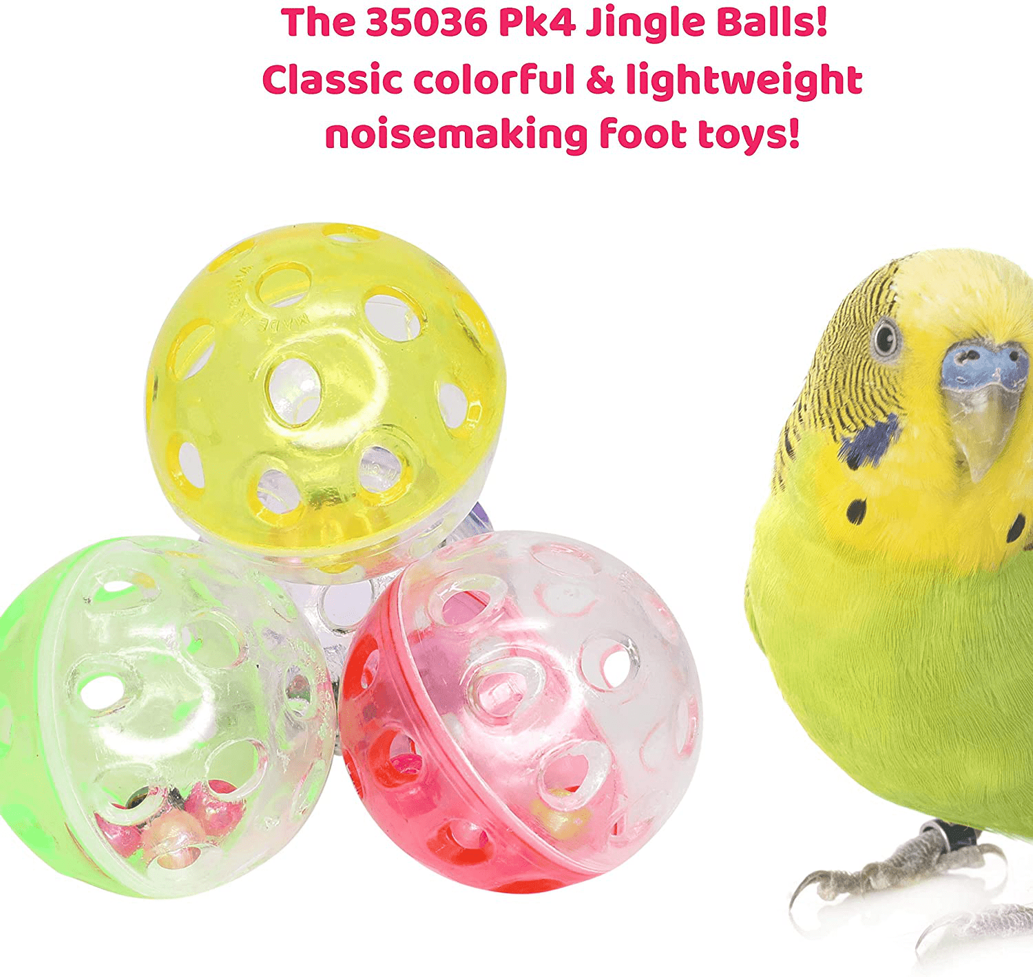 35036 Pk4 Jingle Balls Bonka Bird Toys Colorful Plastic Durable Parrot, Parrotlet, Budgie, Quaker, Cockatiel, Parakeet, Cat, Kitten, and Similer. Animals & Pet Supplies > Pet Supplies > Bird Supplies > Bird Toys Bonka Bird Toys   