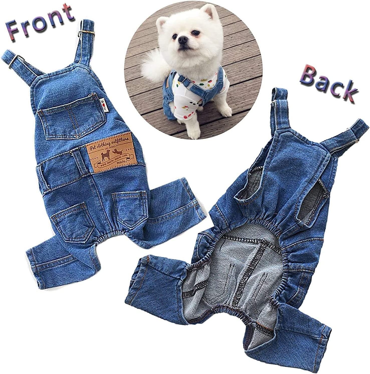 Premium Photo | Arafed dog in a denim overalls with a teddy bear in the  pocket generative ai