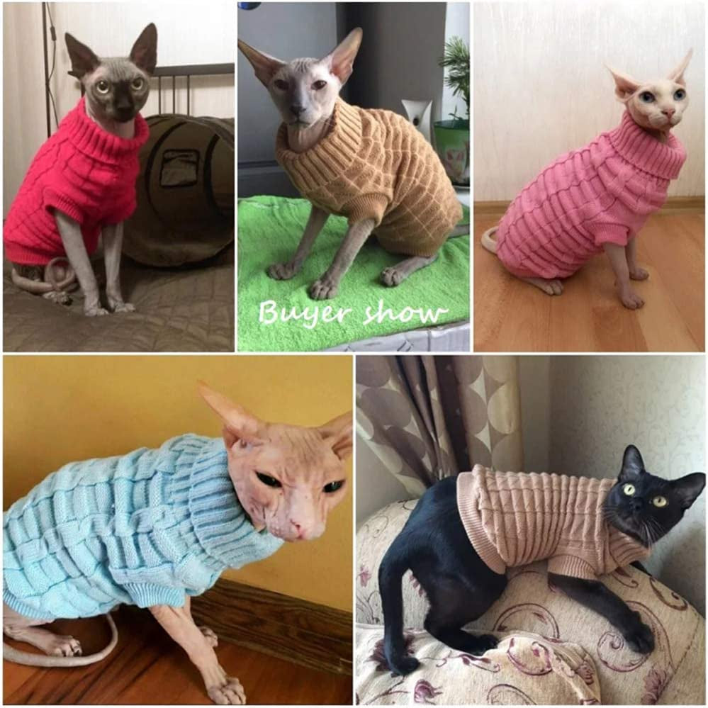 Pet Cat Sweater Kitten Clothes for Cats Small Dogs,Turtleneck Cat Clothes Pullover Soft Warm,Fit Kitty,Chihuahua,Teddy,Poodle,Pug Animals & Pet Supplies > Pet Supplies > Dog Supplies > Dog Apparel Evursua   