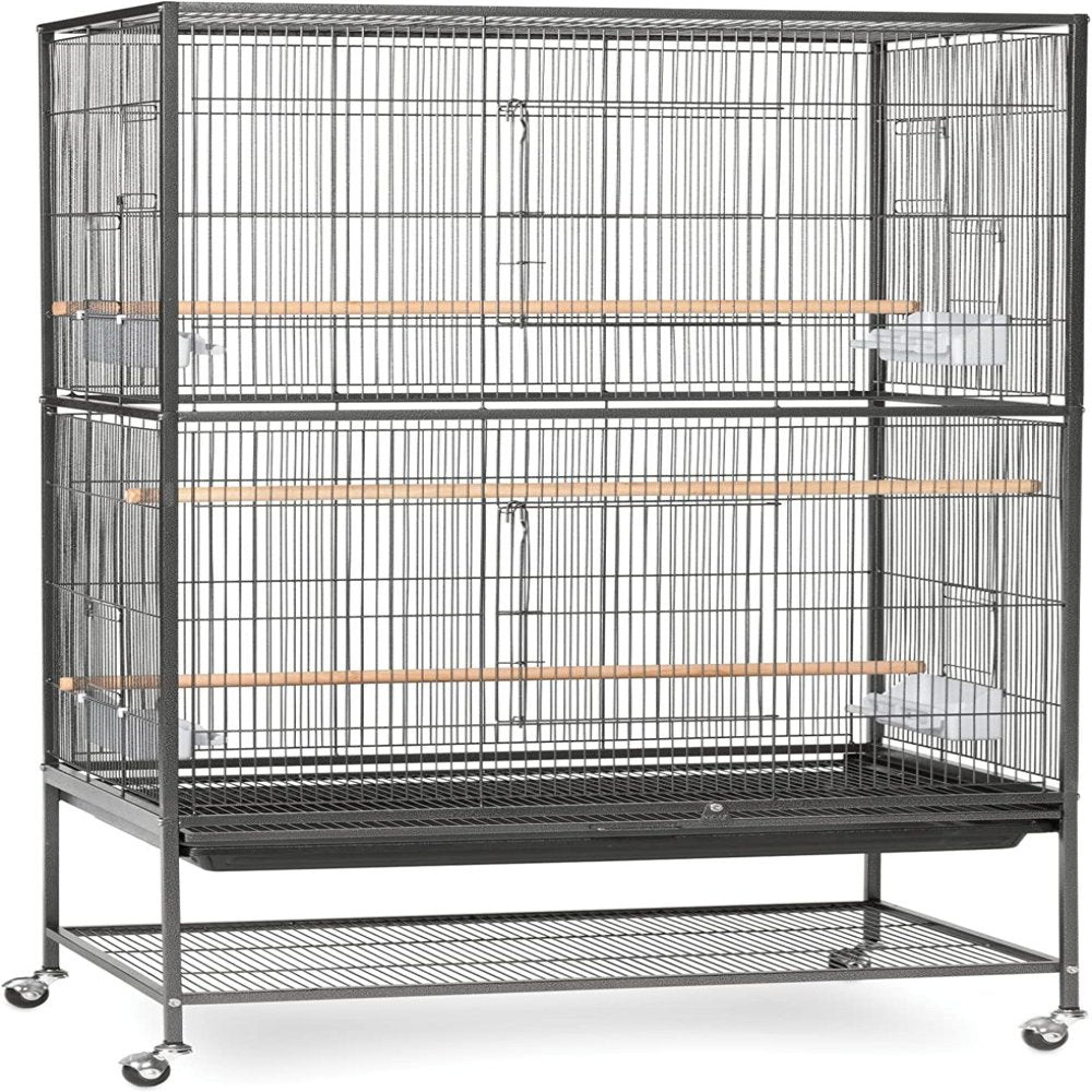 Rovkeav Wrought Iron Flight Cage with Stand F040 Black Bird Cage, 31-Inch by 20-1/2-Inch by 53-Inch, Large Animals & Pet Supplies > Pet Supplies > Bird Supplies > Bird Cages & Stands RovKeav   