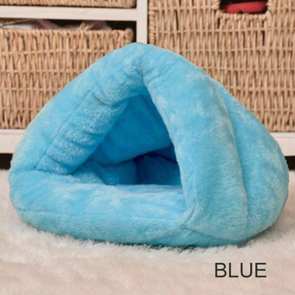Cathery Pet Cat Dog Nest Bed Puppy Soft Plush Cotton Warm Cave House Sleeping Bag Mat Animals & Pet Supplies > Pet Supplies > Cat Supplies > Cat Beds Cathery Blue L 