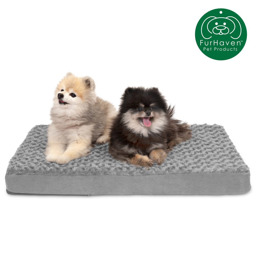 Furhaven Pet Products | Deluxe Memory Foam Ultra Plush Mattress Pet Bed for Dogs & Cats, Chocolate, Jumbo Animals & Pet Supplies > Pet Supplies > Cat Supplies > Cat Beds FurHaven Pet Cooling Gel Foam M Gray