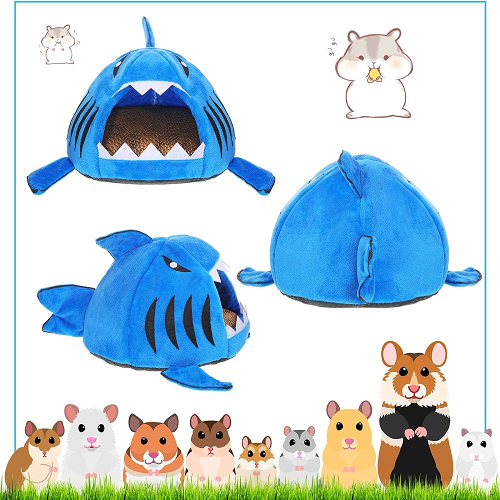 Shark Guinea Pig Bed Warm Hamster Nest House Pet Warm Hideout Cage Habitat with Small Animal Sleeping Mat Cushions for Dutch Pig Hamster Hedgehog Rat Chinchilla (Navy Blue) Animals & Pet Supplies > Pet Supplies > Small Animal Supplies > Small Animal Habitats & Cages YSSBL   