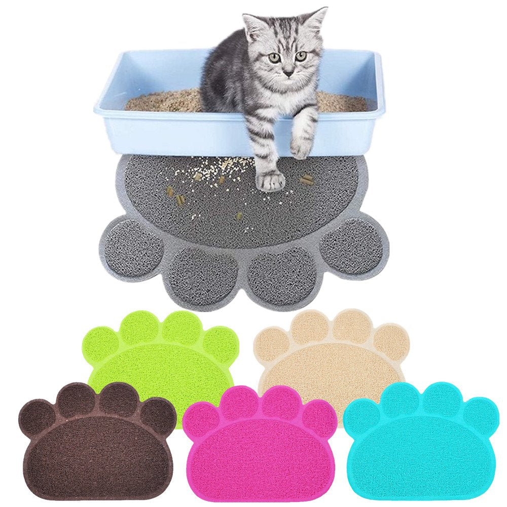 Pet Cats Place Mat, Waterproof Feeding Mat, Aousthop PVC Paw Shaped Mat, Non-Slip Shatterproof, Mat Litter Box Mat for Kittens and Puppies, 2-Pack Animals & Pet Supplies > Pet Supplies > Cat Supplies > Cat Litter Box Mats Aousthop 1pc - 15.8x11.8" Blue 