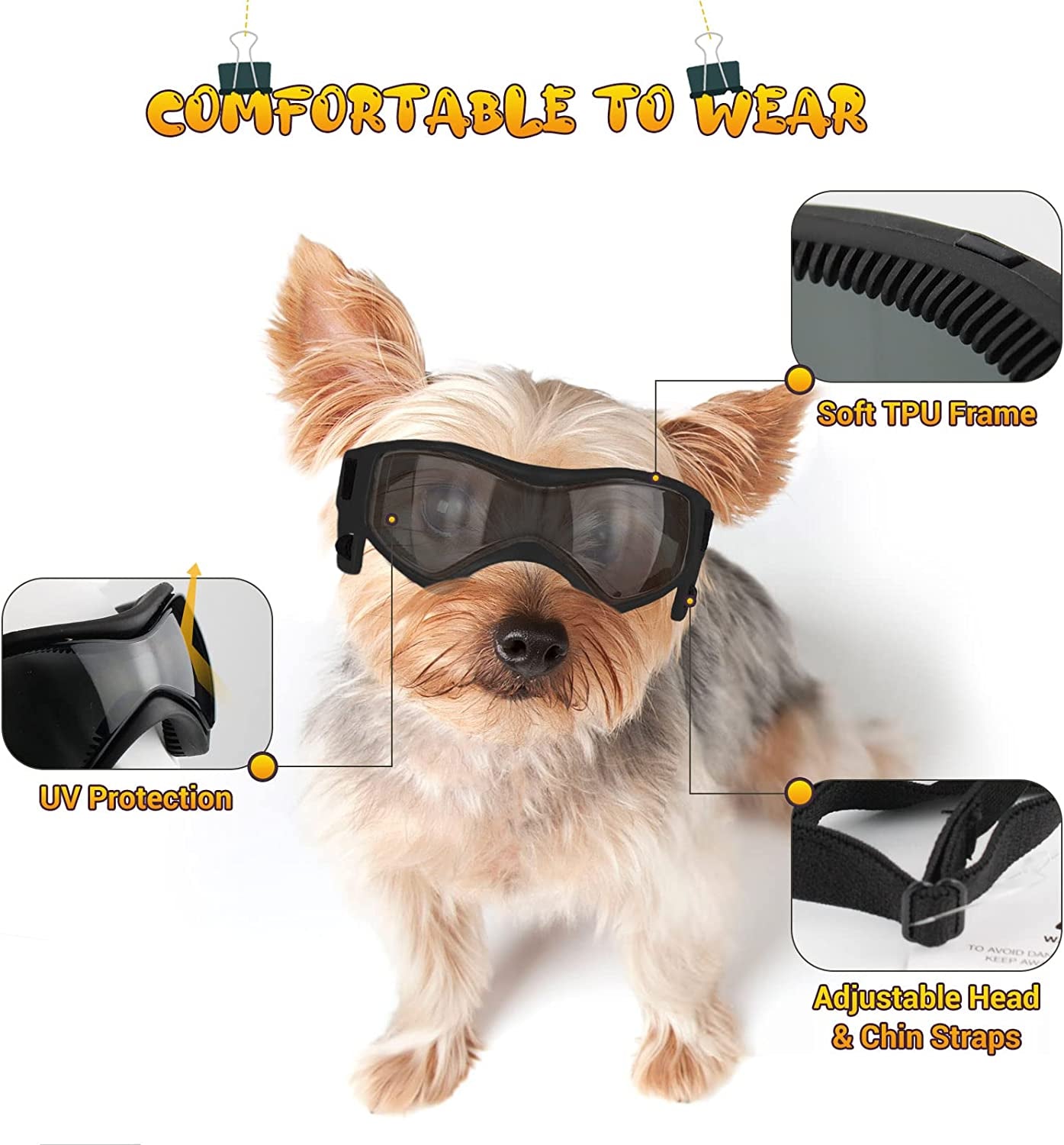 PETLESO Dog Goggles Small Breed, UV Protection Dog Sunglasses Medium Breed Dog Goggles for Medium Dog Outdoor Riding Driving, Medium Black Animals & Pet Supplies > Pet Supplies > Dog Supplies > Dog Apparel PETLESO   