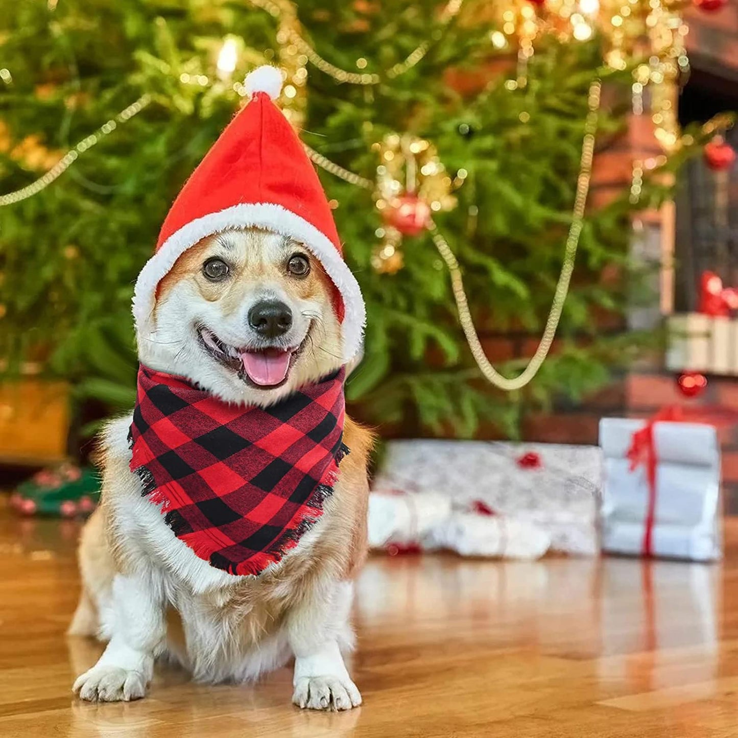 Malier 2 Pack Dog Bandana, Christmas Classic Buffalo Plaid Pattern with Tassels Edges Bandana, Pets Scarf Triangle Bibs Kerchief Bandana Costume Accessories for Small Medium Large Dogs Cats Animals & Pet Supplies > Pet Supplies > Dog Supplies > Dog Apparel Malier   