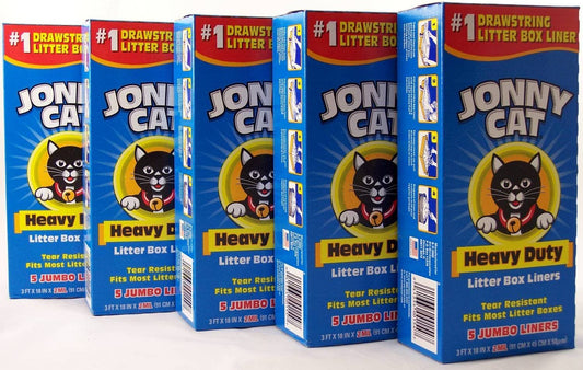 Jonny Cat Litter Box Liners, Heavy Duty, Jumbo 5 per Box (5 Pack/Boxes)