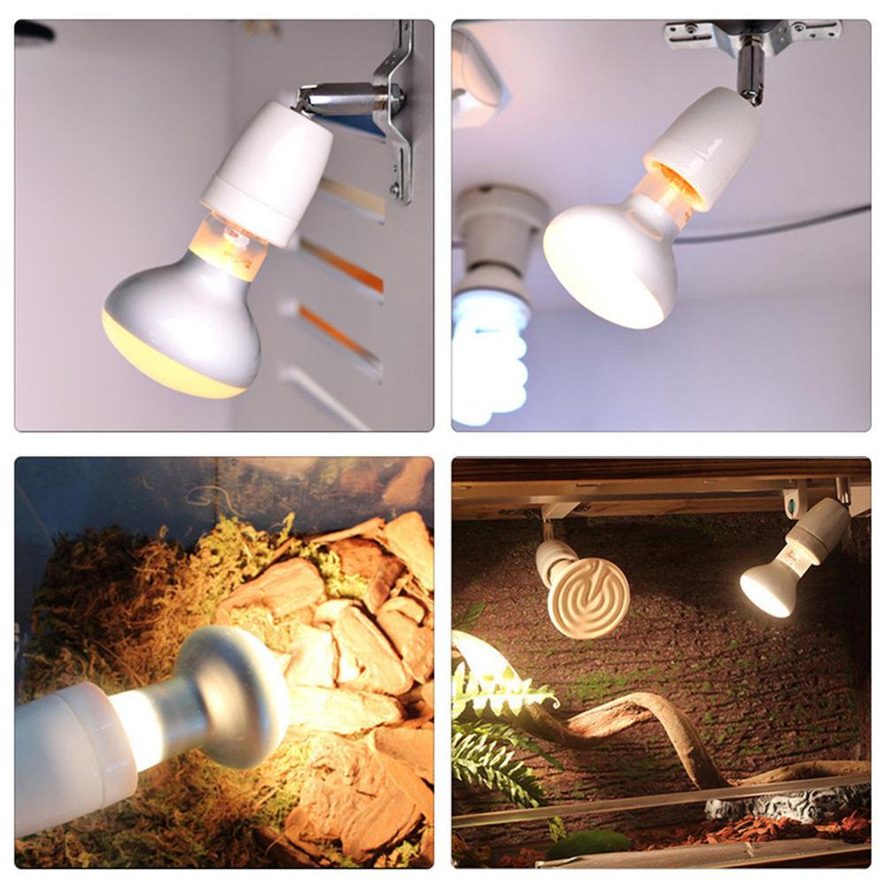 Dido Heating Lamp Socket Flexible E27 Lamp Socket Ceramic Socket Rotating Porcelain Socket Heat Lamp for Aquarium Reptile Bulb Not Included